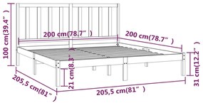 Giroletto Nero in Legno Massello di Pino 200x200 cm