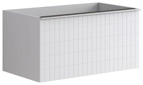 Mobile da bagno sotto lavabo Pixel grid bianco e maniglia alluminio brillante laccato opaco L 80 x H 40 x P 45.5 cm 2 cassetti, lavabo non incluso