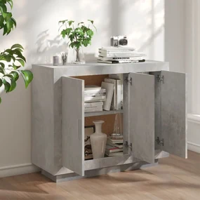 Credenza grigio cemento 92x35x75 cm in legno multistrato