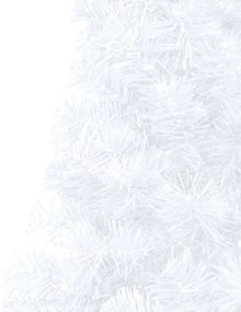 Albero di Natale a Metà Preilluminato con Palline Bianco 150 cm