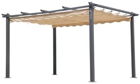 Pergola In Alluminio Apribile Con Telo Copertura Retrattile Ecrù 4x3