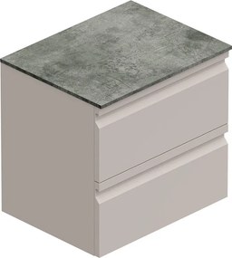 Mobile da bagno sospeso Pull con top gres nero Creta L60 H56 P46,5 cm taupe