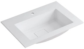 Lavabo a incasso rettangolare L 60.5 x H 14.4 x P 46 cm in resina bianco opaco