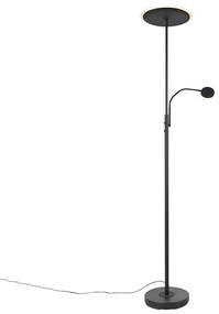 Lampada da terra moderna nera con LED dimmerabile e braccio di lettura - Strela