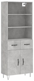 Credenza Grigio Cemento 69,5x34x180 cm in Legno Multistrato