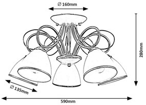 Brilagi - Lampadario a plafone FRED 5xE27/60W/230V Ø 59 cm oro