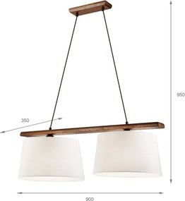 Lampadario sospeso a cavo AIDA 2xE27/60W/230V, Ø 35 cm, rovere/noce