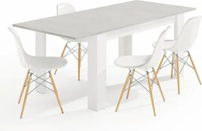 Tavolo allungabile da pranzo rettangolare in legno 140-190x90 cm Kendra Cemento/Bianco
