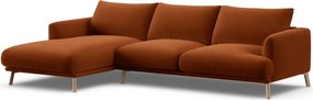 Divano angolare color terracotta (con penisola a sinistra/con chaise lounge) con rivestimento in velluto Naomi – Micadoni