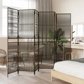 Divisorio per ambienti a 6 pannelli marrone in polyrattan