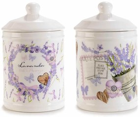 Set 2Pz Barattolo da Cucina in Ceramica - Lavanda - Stile Provenzale