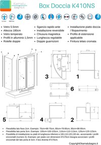 Box doccia ad angolo 140x90 cm vetro opaco altezza 180cm  K410NS - KAMALU