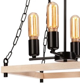 Lampadario a sospensione con catena JASPER 4xE27/60W/230V faggio/beige