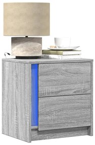 Comodini Con Luci Led 2pz Grigio Sonoma İn Legno Multistrato /