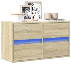 Mobile Tv A Parete Con Luci Led Rovere Sonoma 80x31x45 Cm /