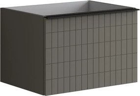 Cassettiera Pixel con 2 cassetti grigio carbone e maniglia alluminio nero opaco L60 x H40 x P45,5cm