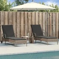 Lettini Prendisole 2 pz con Cuscini Grigio in Polyrattan 3261436