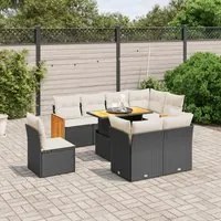 Set Divani da Giardino 9 pz con Cuscini Nero in Polyrattan 3274052