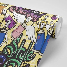 Carta da parati – Street art allegro con contrasto giallo