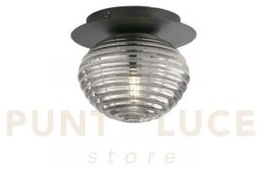 Plafoniera ripple nera 1 luce attacco e27 20x20x17cm in vetro soffi...