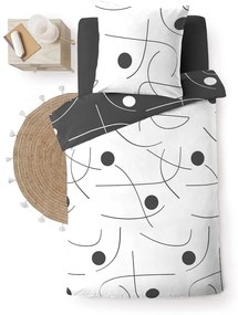 Set copripiumino e federa bianco/grigio scuro in microfibra per letto singolo 140x200 cm Sonate – douceur d'intérieur