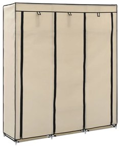 Armadio Con Scomparti E Aste Crema 150x45x175 Cm İn Tessuto /