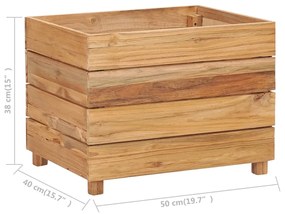 Fioriera 50x40x38 cm in Legno Massello di Teak e Acciaio