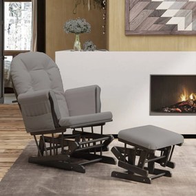 Poltrona glider con sgabello grigio chiaro in tessuto