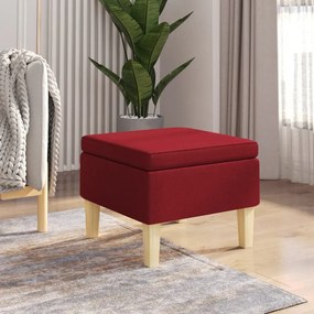 Poggiapiedi Con Gambe İn Legno Rosso Vino İn Tessuto /