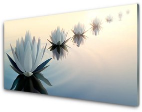 Quadro vetro acrilico Ninfee Fungo Bianco 100x50 cm