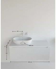 Mobile da bagno sospeso sotto lavabo con top Madero Kimono L 120.5 x H 46 x P 46 cm verde laccato cannettato, 1 cassetto ,senza foro