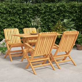 Set Da Pranzo Per Giardino 5 Pz İn Legno Massello Di Teak /