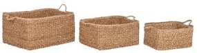 Set di Cestini Home ESPRIT Naturale Fibra naturale Boho 50 x 40 x 30 cm (3 Pezzi)