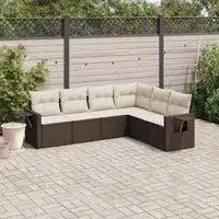 Set Divano da Giardino 6 pz con Cuscini Marrone in Polyrattan 3220212