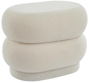 Pouf in Tessuto bouclette Bianco - LECINIO