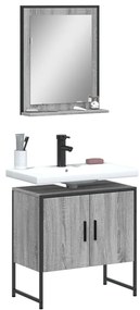 Set Mobili Da Bagno 2 Pz Grigio Sonoma İn Legno Multistrato /