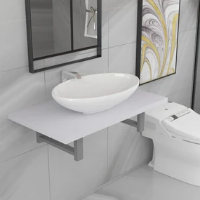 Set Mobili Da Bagno 2 Pz Ceramica Bianco /
