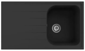 Lavello sopratop 1 vasca in quarzo nero DELINIA Elbe L 50 x L 86 cm