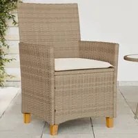 Sedie Giardino con Cuscini 2 pz Beige Polyrattan Legno Massello 368719