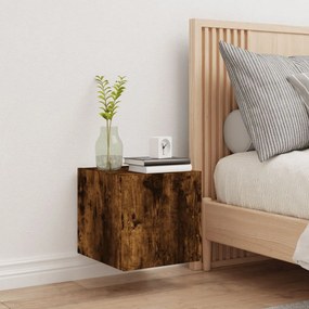 Mobile tv a parete con luci led rovere fumo 30,5x35x30 cm