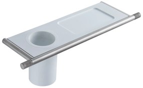 Treemme 22mm bicchiere portaspazzolini con mensola portaoggetti bianco inox satinato