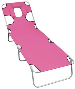 Lettino Prendisole Pieghevole Con Poggiatesta Acciaio Magenta /