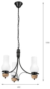 Brilagi - LED Lampadario a sospensione con catena COTTAGE 3xE14/40W/230V faggio/bianco