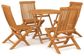 Set Da Pranzo Da Giardino 5 Pz İn Legno Massello Di Teak /