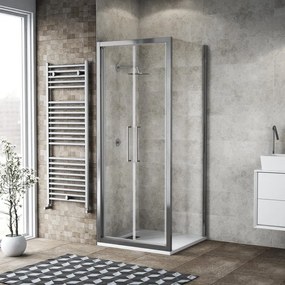 Box doccia con ingresso frontale battente Record L 95 x H 195 cm, vetro 6 mm vetro senza finitura / trasparente profilo cromato