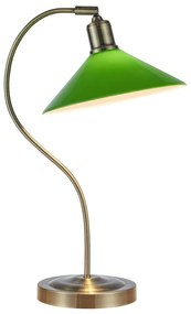Lampada da tavolo verde e color ottone con paralume in vetro (altezza totale 49 cm) Vela – Markslöjd