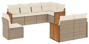Set divano da giardino 8 pz con cuscini beige in polyrattan