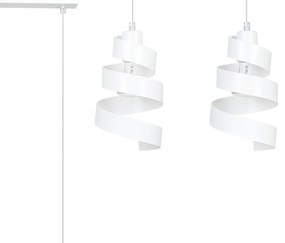 Lampadario Moderno 2 Luci Tristano In Acciaio Bianco Con Fasce A Spirale