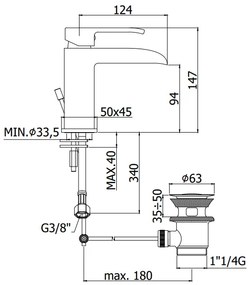 Paffoni Level Les065 Miscelatore Lavabo flusso A Cascata Con Sistema Di Scarico automatico Cromo