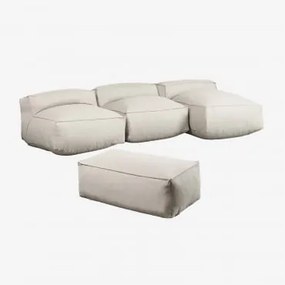 Divano Chaise Longue Modulare In 3 Pezzi E Puff Per Giardino Dojans Beige Semoline - Sklum